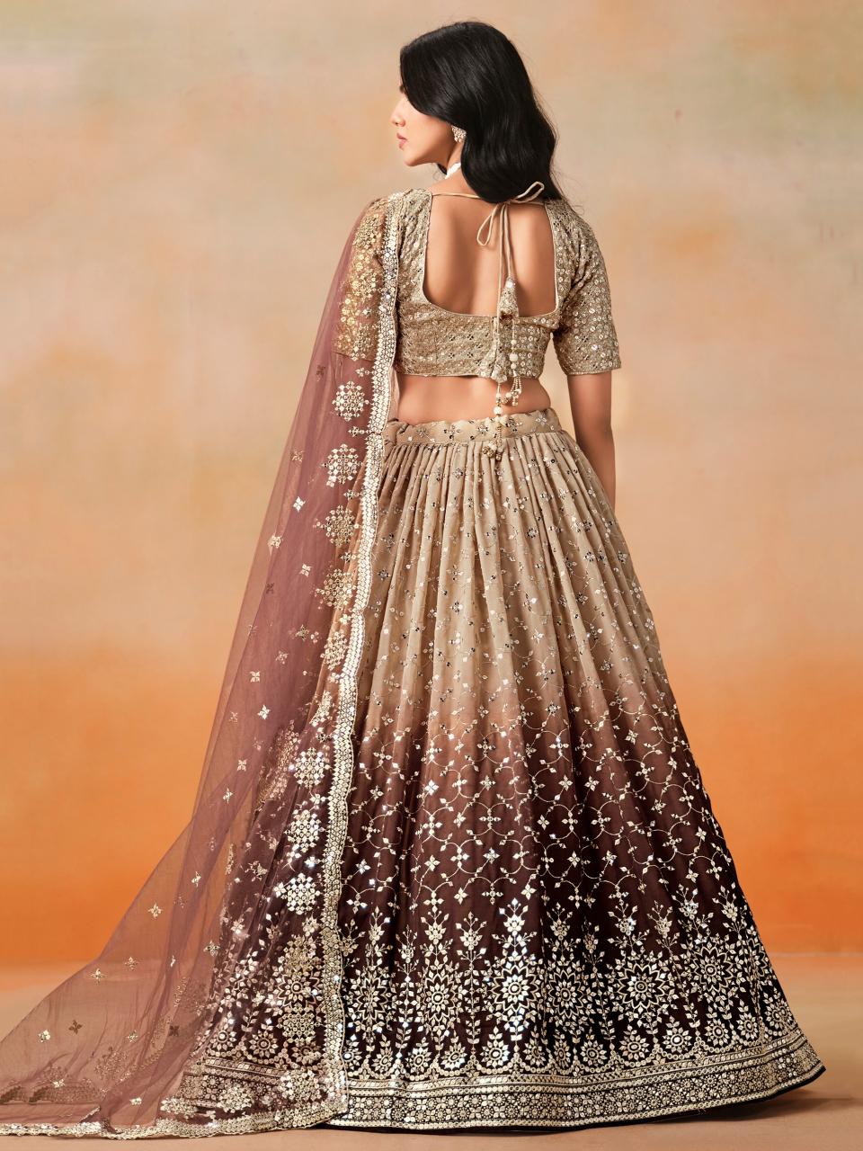 Sabella 7086 Brown catalog famous lehenga designers in india
