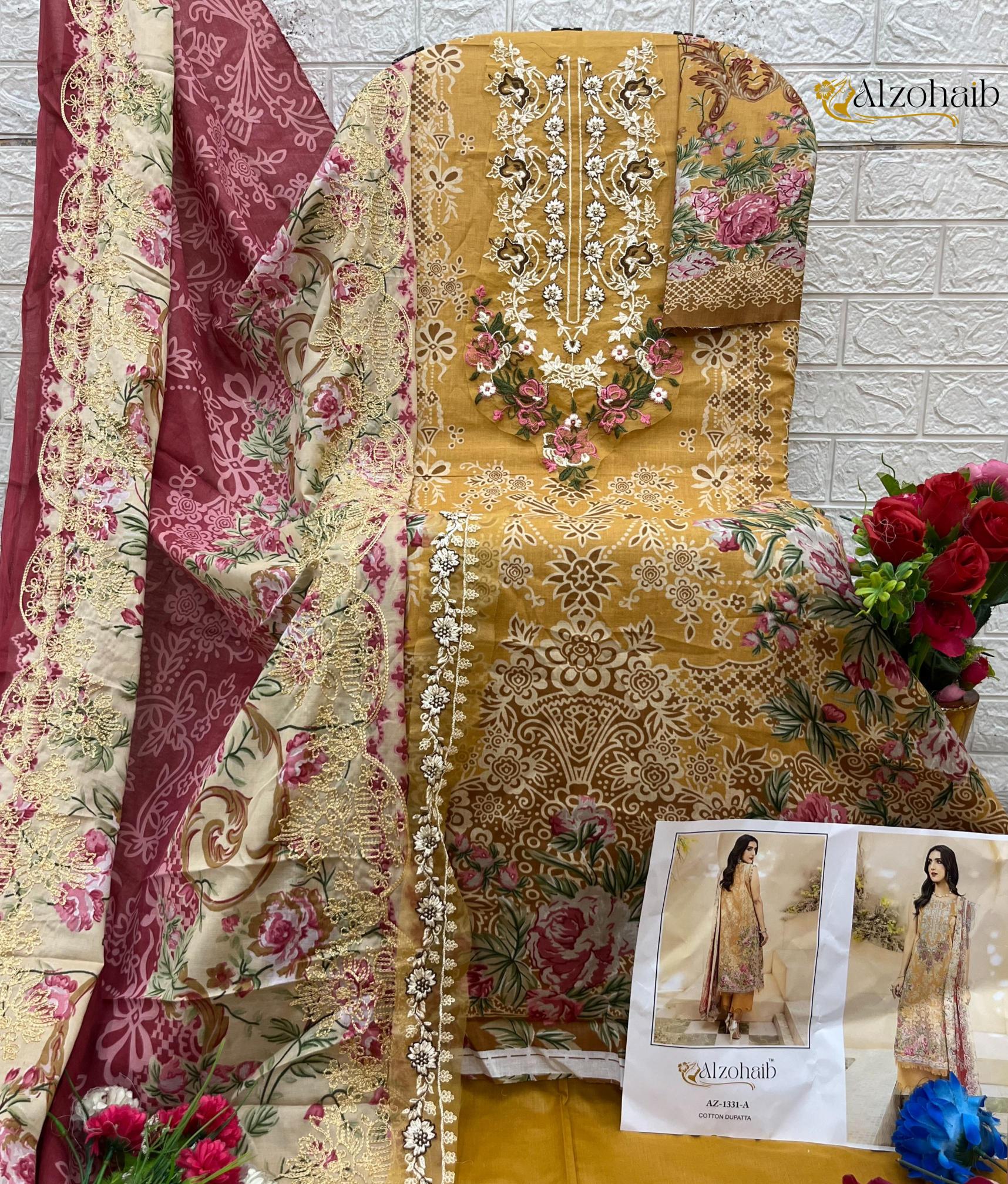 Alzohaib Az 1331 A And B catalog Chiffon Dupatta pakistani salwar suit wholesale