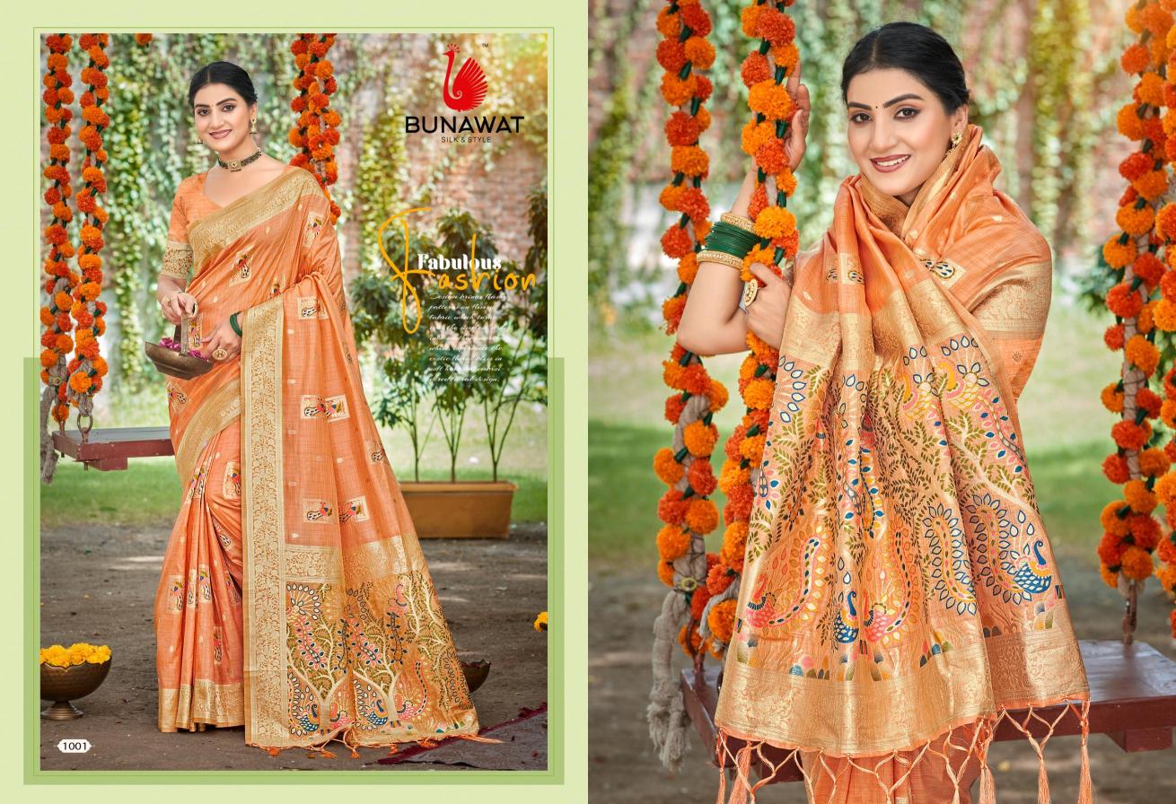 BUNAWAT - Anjali Havy Assam Silk saree With Meena