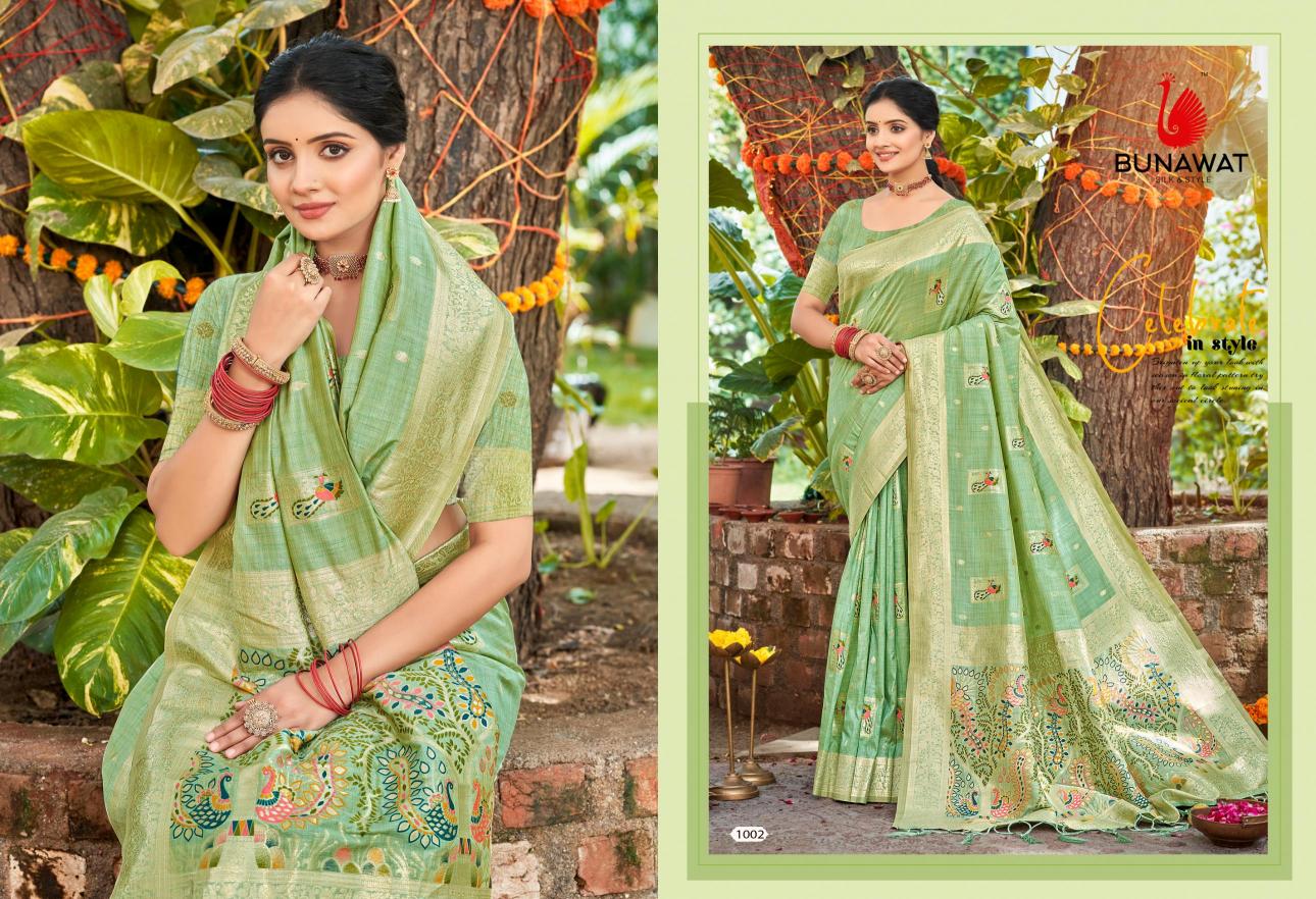 BUNAWAT - Anjali Havy Assam Silk saree With Meena