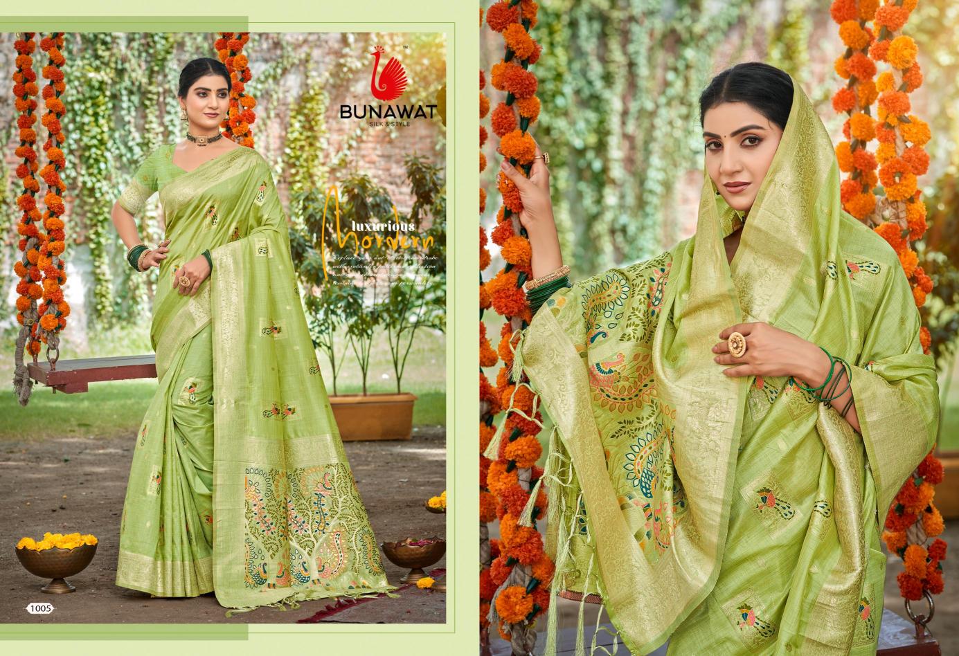 BUNAWAT - Anjali Havy Assam Silk saree With Meena