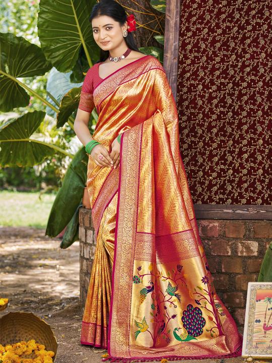 BUNAWAT - Devyani Silk Kanjivaram Silk Woven Work Traditional Saree