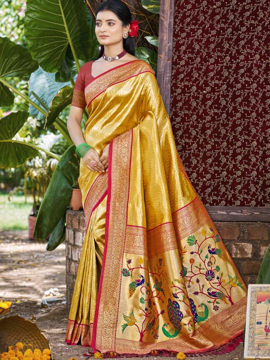 BUNAWAT - Devyani Silk Kanjivaram Silk Woven Work Traditional Saree