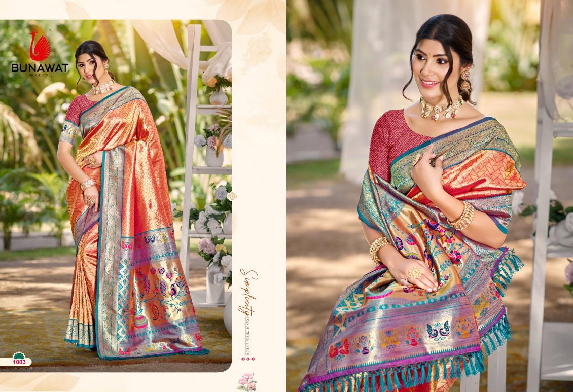 BUNAWAT - Devyani Silk Vol 03  Multi Color Kanjivaram Silk Woven Work Traditional Saree
