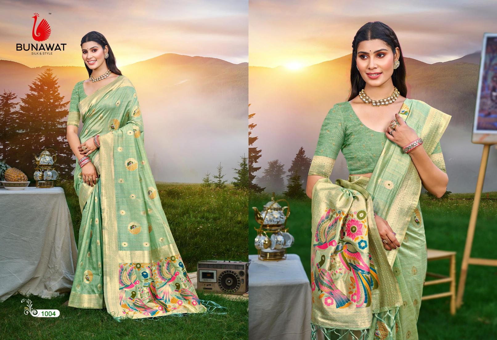 BUNAWAT - Kalista Havy Assam Silk saree With Meena