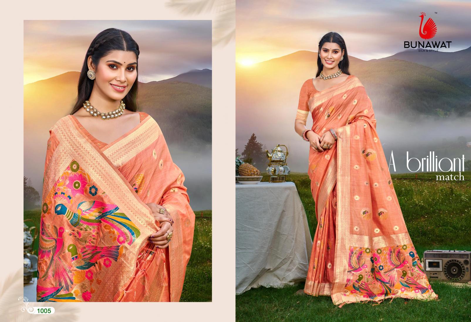 BUNAWAT - Kalista Havy Assam Silk saree With Meena