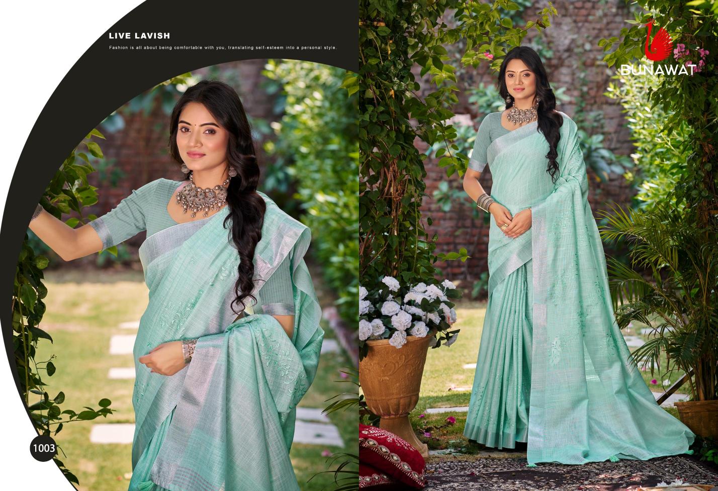 BUNAWAT - Lotus Linen Woven Work Traditional Saree