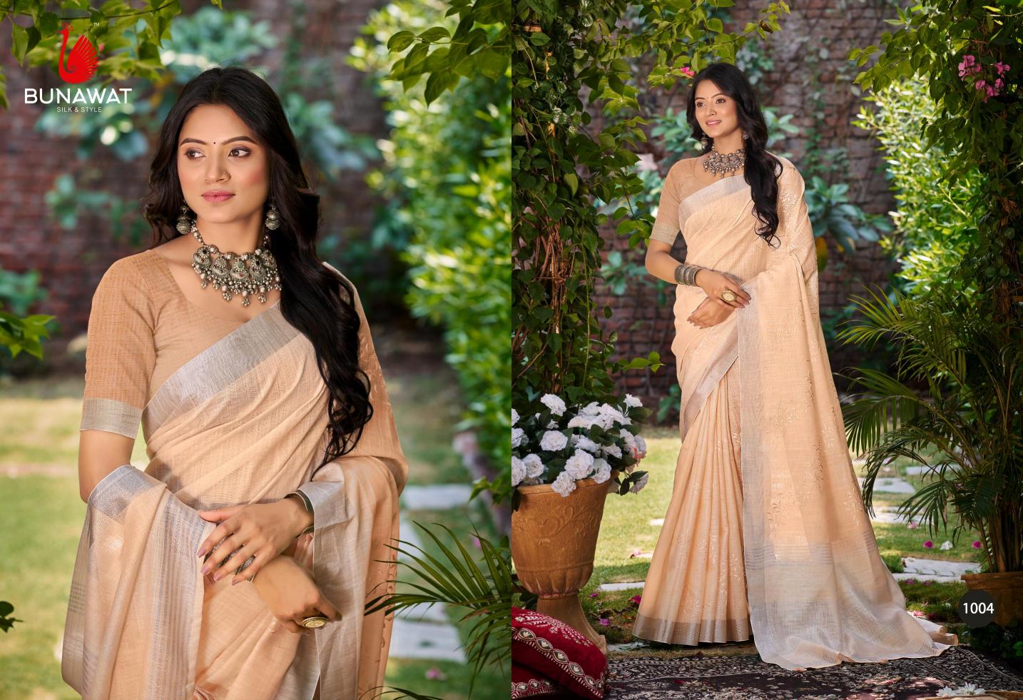 BUNAWAT - Lotus Linen Woven Work Traditional Saree