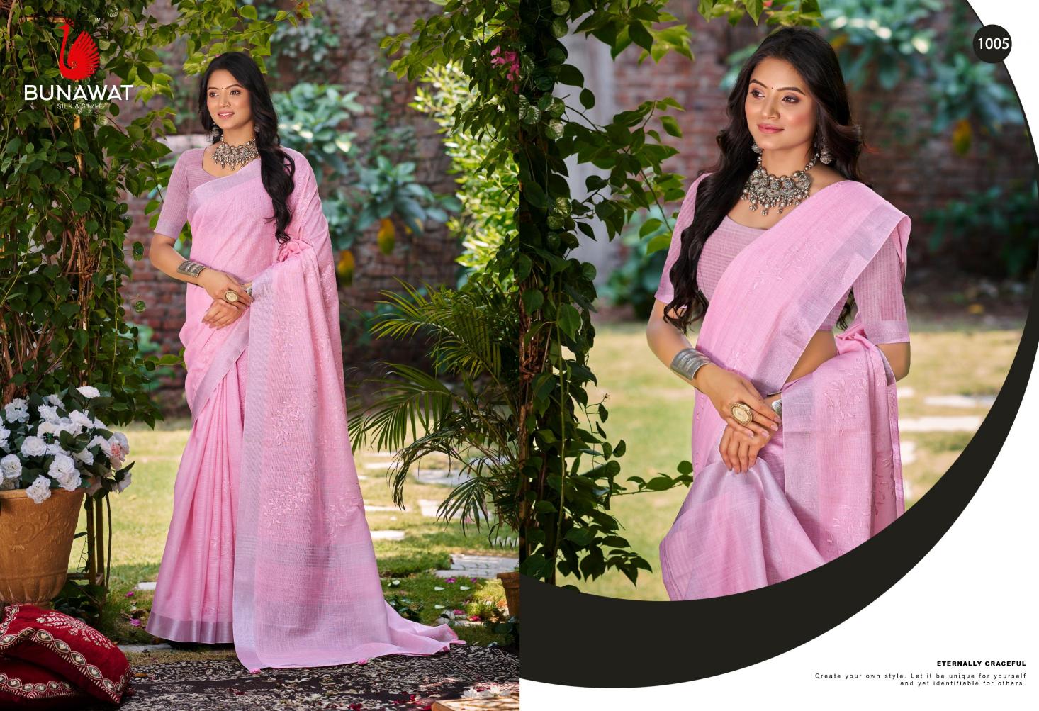 BUNAWAT - Lotus Linen Woven Work Traditional Saree