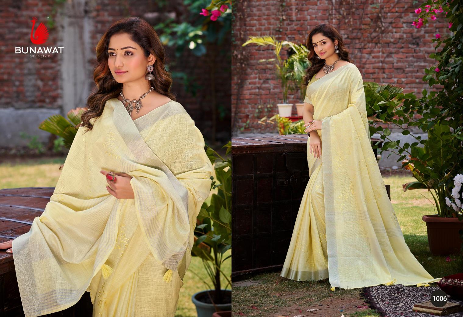 BUNAWAT - Lotus Linen Woven Work Traditional Saree