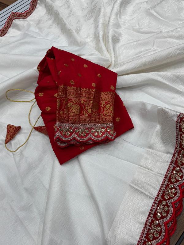 Dazira georgette vol 4 catalog buy white and red border silk saree surat