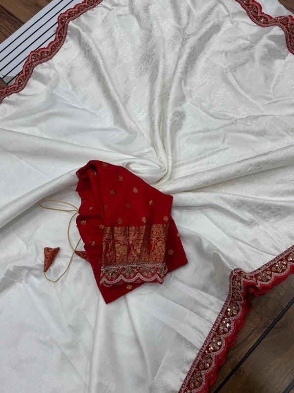 Dazira georgette vol 4 catalog buy white and red border silk saree surat