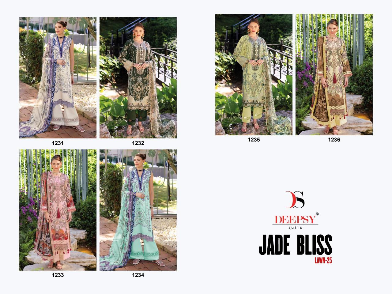Deepsy Jade Bliss Lawn 25 catalog Chiffon Dupatta pakistani replica suits wholesale surat