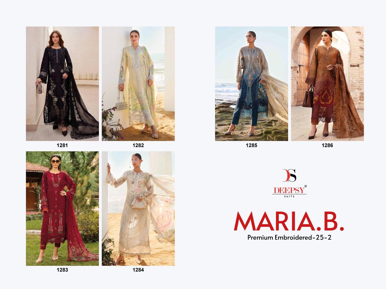 Deepsy Maria B Premium Embroidered 25 vol 2 Catalog Chiffon Duppatta wholesale market for pakistani suits in delhi