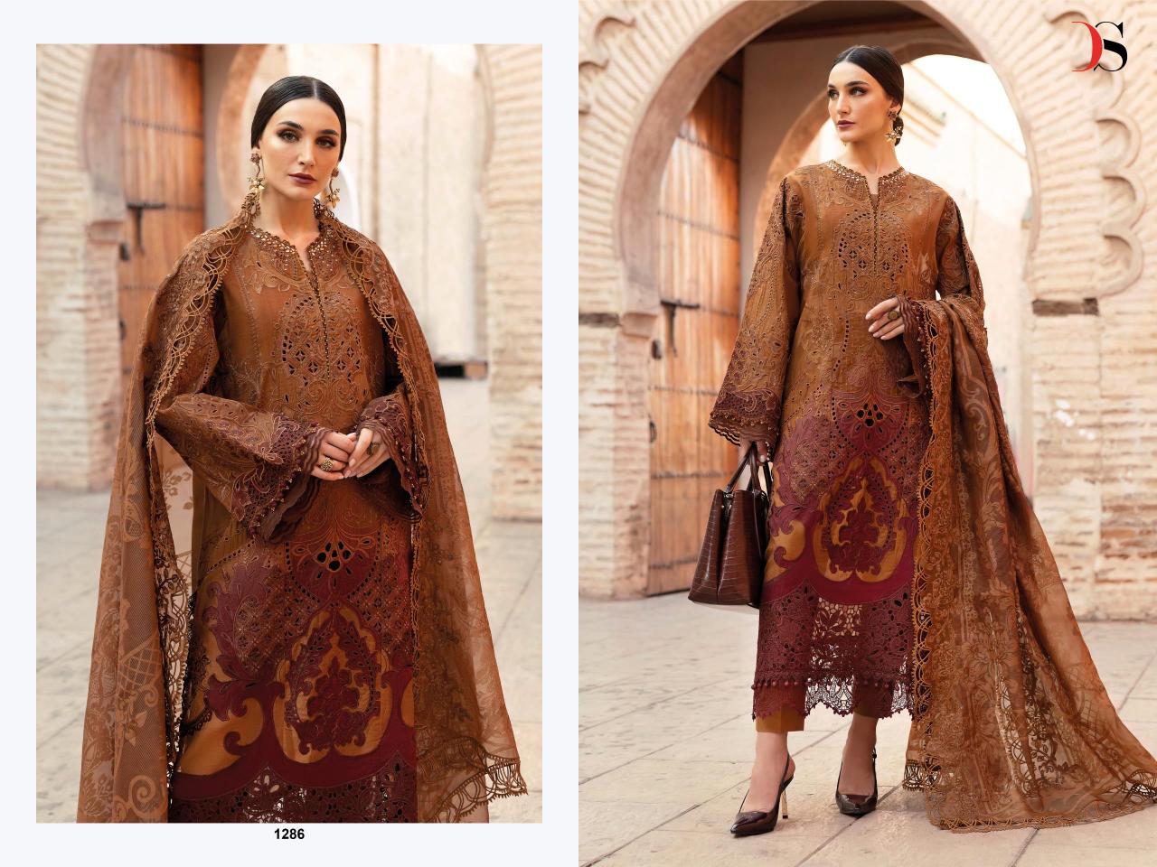Deepsy Maria B Premium Embroidered 25 vol 2 Catalog Chiffon Duppatta wholesale market for pakistani suits in delhi