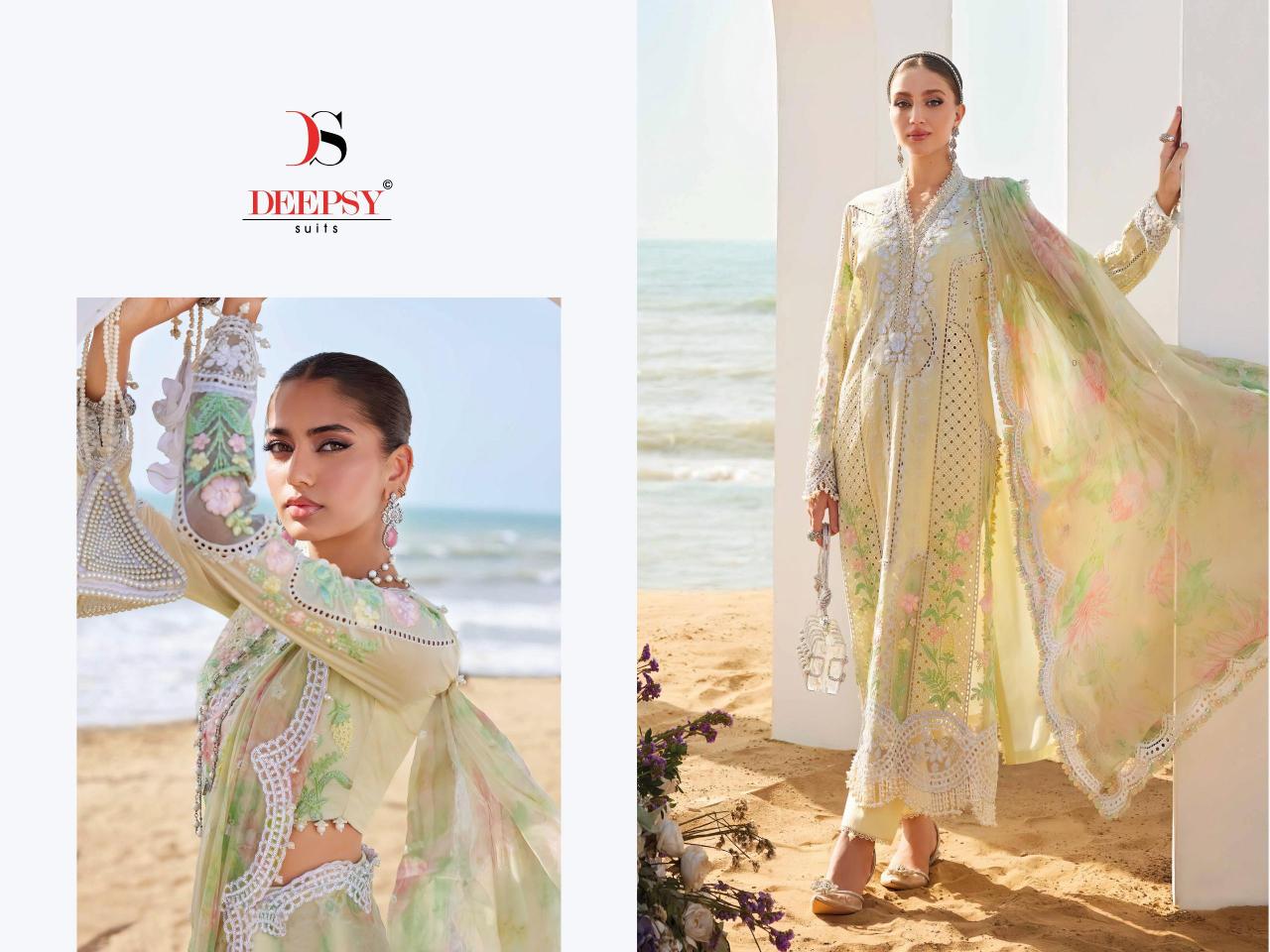 Deepsy Maria B Premium Embroidered 25 vol 2 Catalog Chiffon Duppatta wholesale market for pakistani suits in delhi