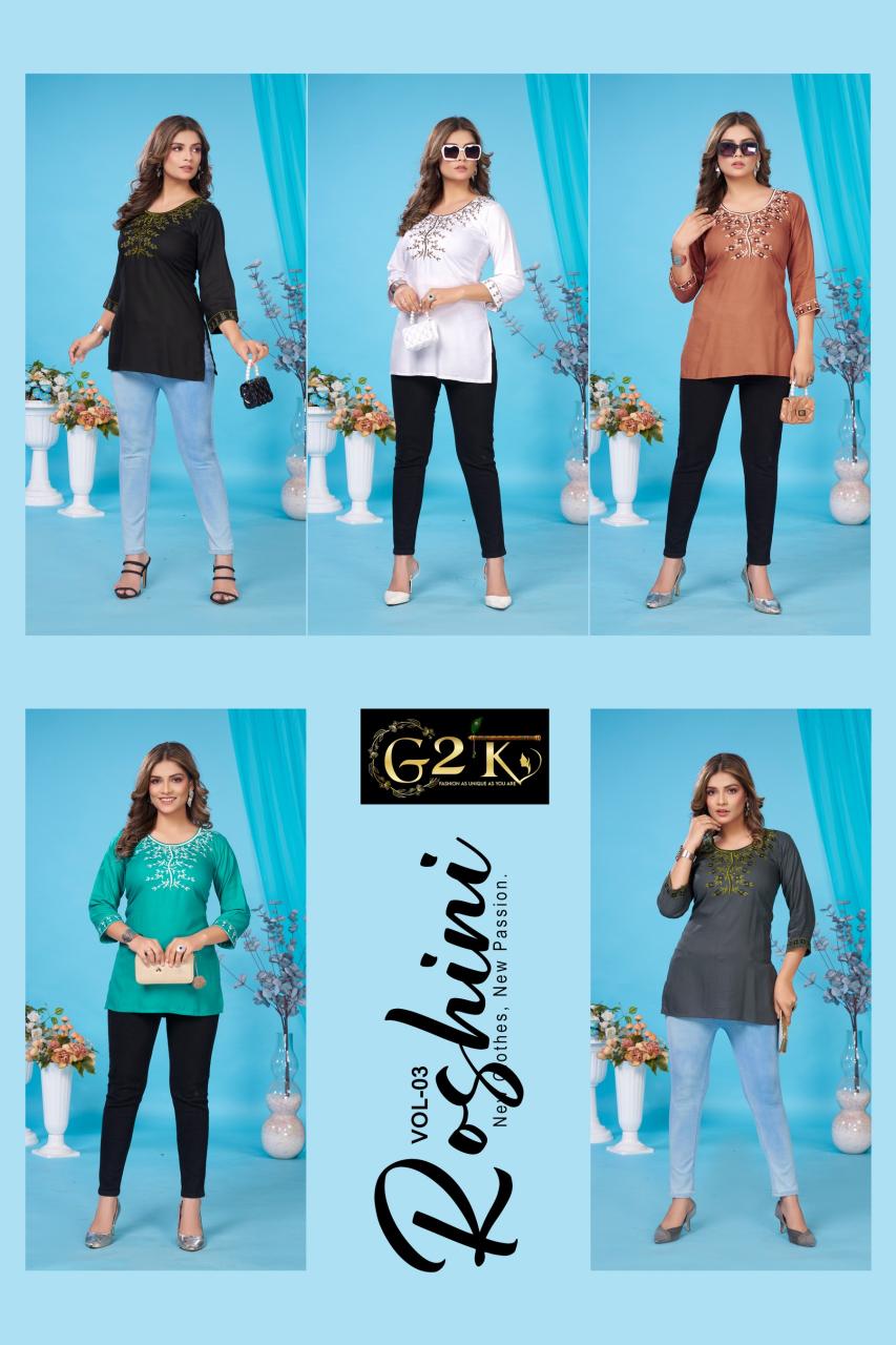 G2K Roshini vol 3 catalog kurti tops online shopping india