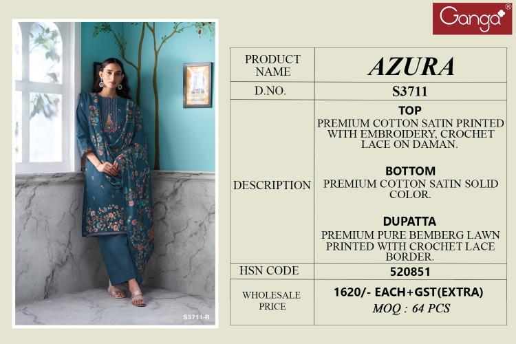 Ganga Azura 3711 catalog wholesale salwar kameez online shopping in india