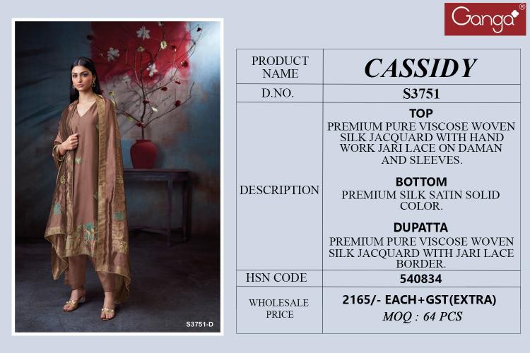 Ganga Cassidy 3751 catalog wholesale salwar kameez catalogue with price