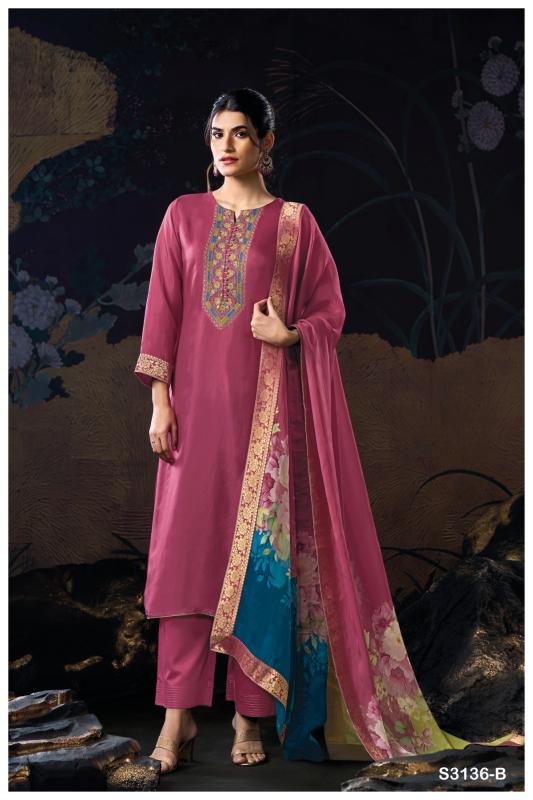 Ganga Dalys 3136 catalog unstitched salwar kameez wholesale market in delhi
