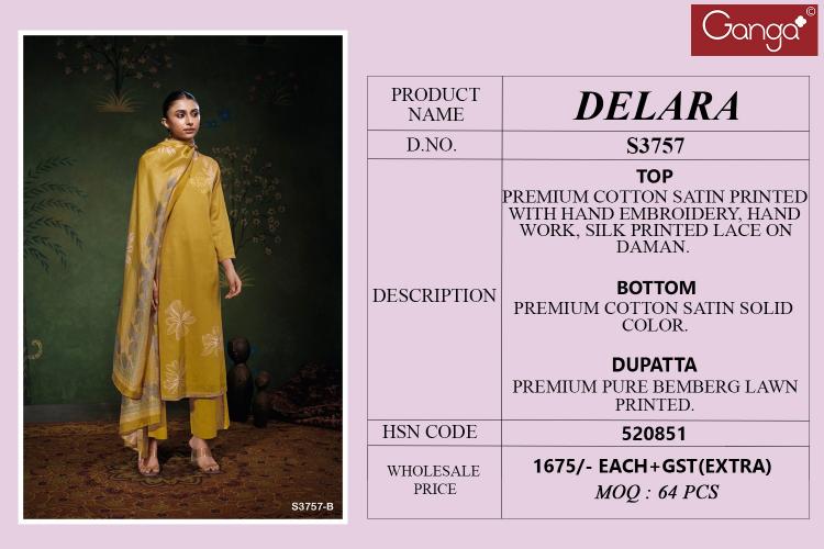 Ganga Delara 3757 catalog wholesale salwar kameez in burrabazar