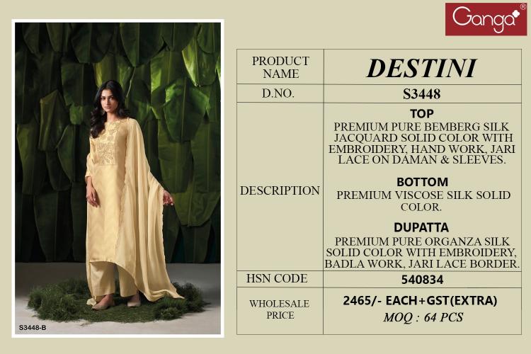 Ganga Destini 3448 catalog wholesale salwar kameez suppliers in surat