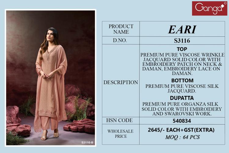 Ganga Eari 3116 catalog surat salwar kameez wholesalers online