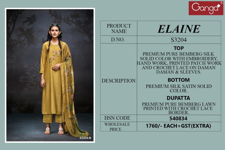Ganga Elaine 3204 catalog wholesale salwar kameez fabric
