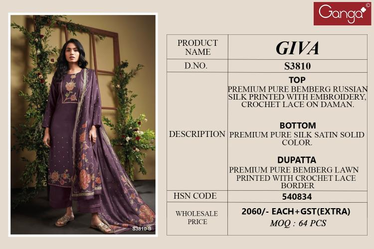 Ganga Giva 3810 catalog top office wear wholesale brand salwar kameez