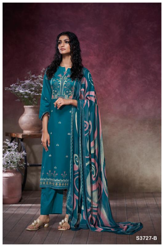 Ganga Jihana 3727 catalog unstitched salwar kameez wholesale pakistan