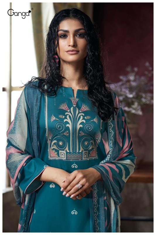 Ganga Jihana 3727 catalog unstitched salwar kameez wholesale pakistan