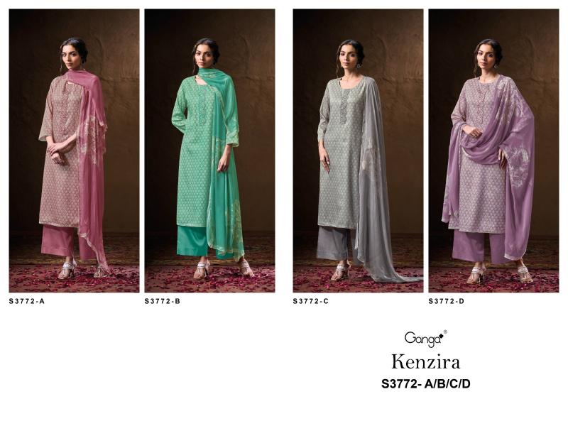 Ganga Kenzira 3772 catalog unstitched salwar kameez wholesale pakistan