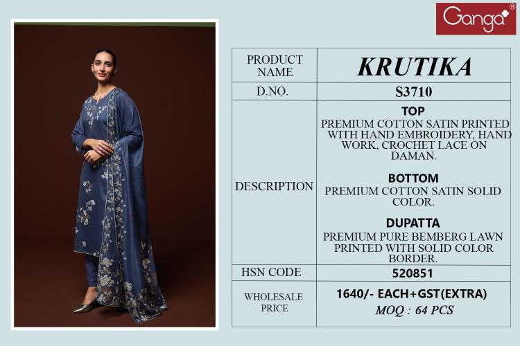 Ganga Krutika 3710 catalog online wholesale pakistani wedding salwar kameez