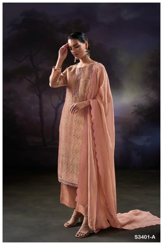 Ganga Lama 3401 catalog unstitched heavy salwar kameez in jaipur wholesale