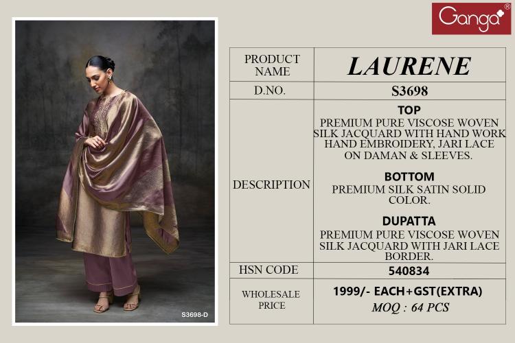 Ganga Laurene 3698 catalog indian salwar kameez wholesale