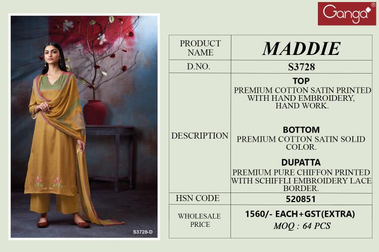 Ganga Maddie 3728 catalog wholesale salwar kameez catalog