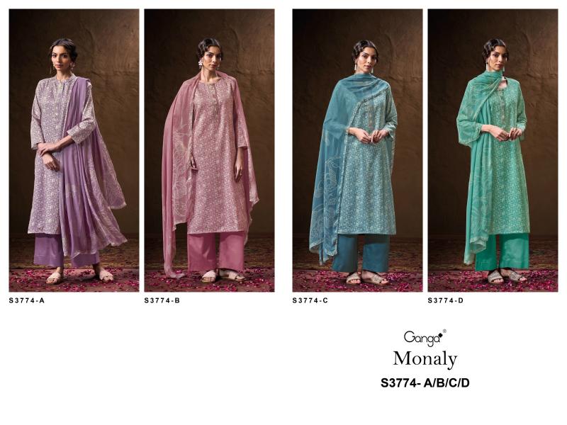 Ganga Monaly 3774 catalog unstitched salwar kameez wholesalers in india