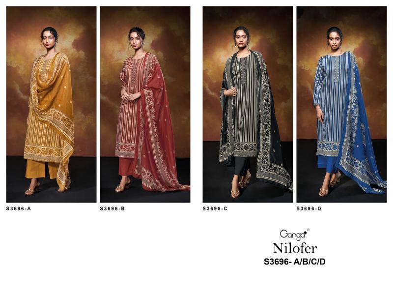 Ganga Nilofer 3696 catalog salwar kameez material wholesale