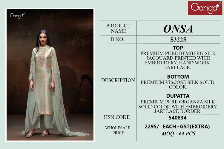Ganga Onsa 3225 catalog wholesale salwar kameez suits