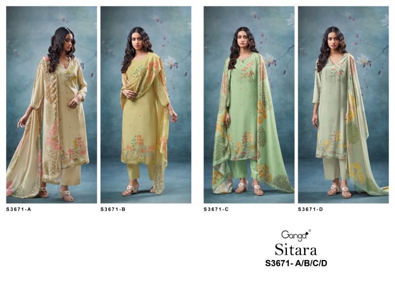 Ganga Sitara 3671 catalog wholesale daily wear salwar kameez 