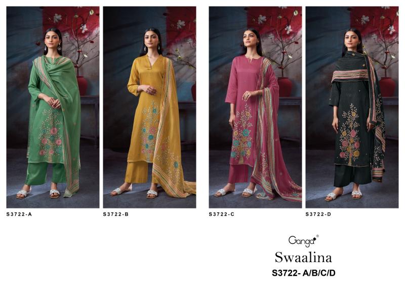 Ganga Swaalina 3722 catalog unstitched salwar kameez wholesale market in delhi