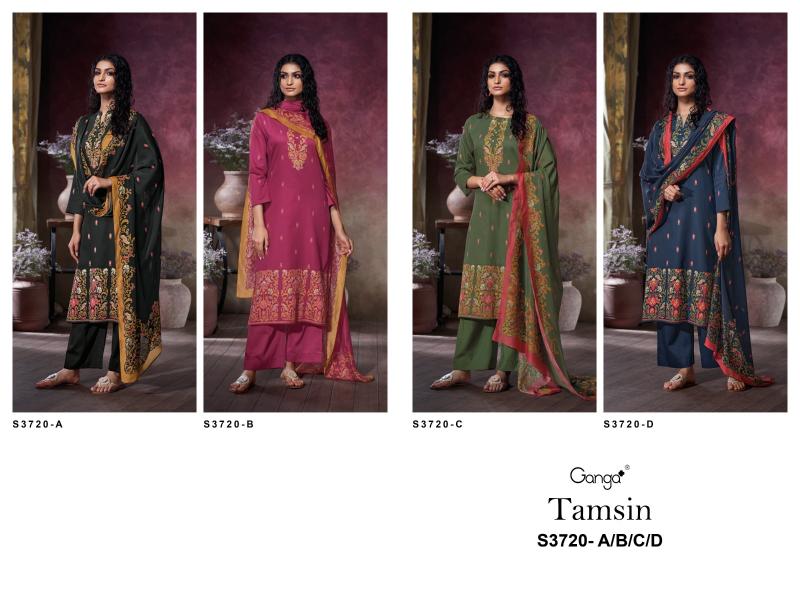 Ganga Tamsin 3720 catalog unstitched salwar kameez wholesale pakistan