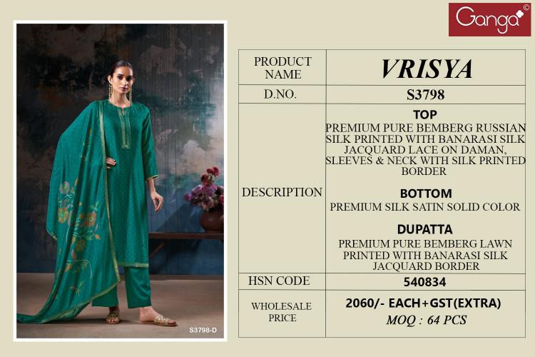 Ganga Vrisya 3798 catalog wholesale salwar kameez india surat