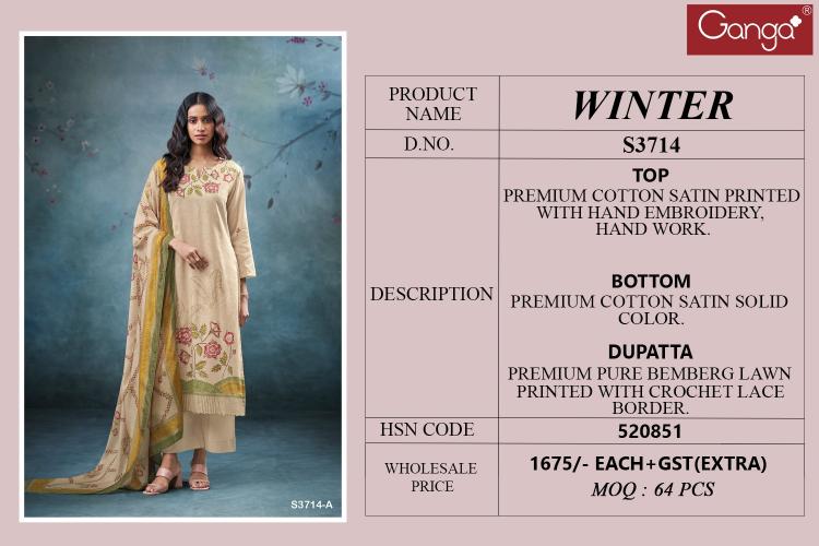 Ganga winter 3714 catalog salwar kameez india wholesale