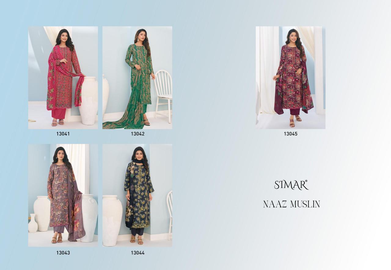Glossy Simar Naaz Muslin catalog salwar kameez material wholesale in mumbai