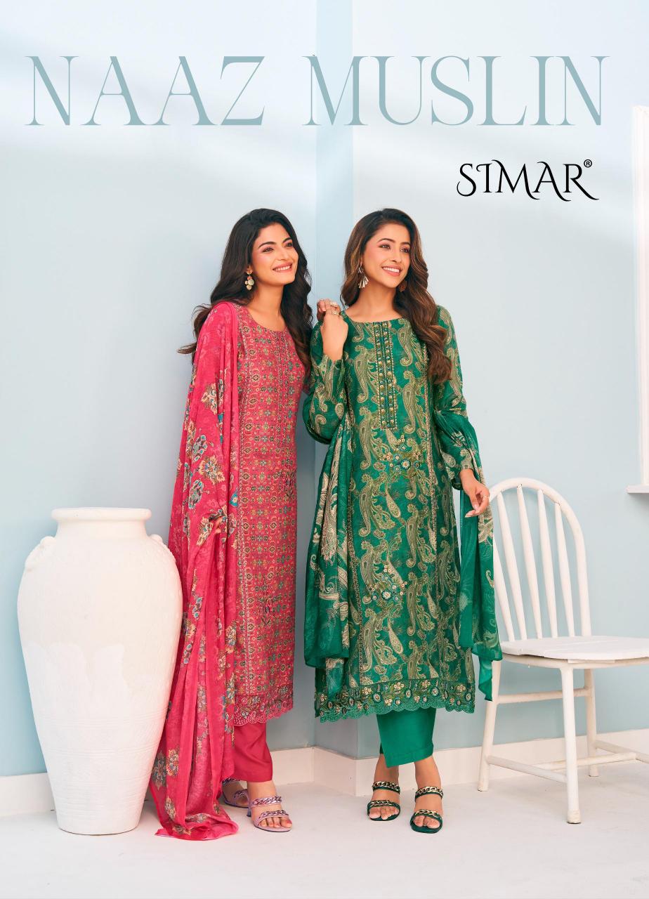 Glossy Simar Naaz Muslin catalog salwar kameez material wholesale in mumbai