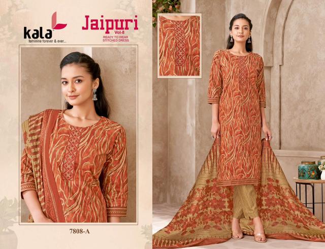 Kala Jaipuri Vol-8 – Kurti Pant With Dupatta - Wholesale Catalog