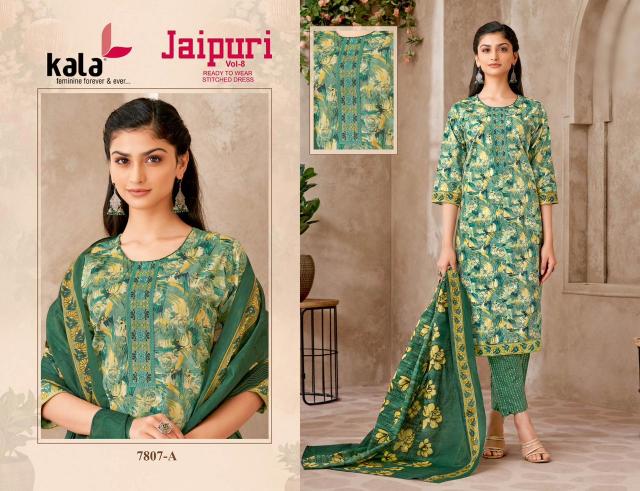 Kala Jaipuri Vol-8 – Kurti Pant With Dupatta - Wholesale Catalog