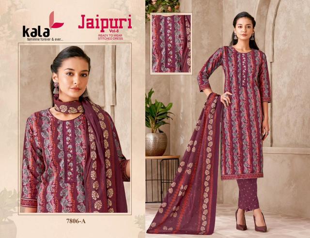 Kala Jaipuri Vol-8 – Kurti Pant With Dupatta - Wholesale Catalog