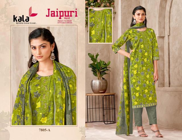 Kala Jaipuri Vol-8 – Kurti Pant With Dupatta - Wholesale Catalog
